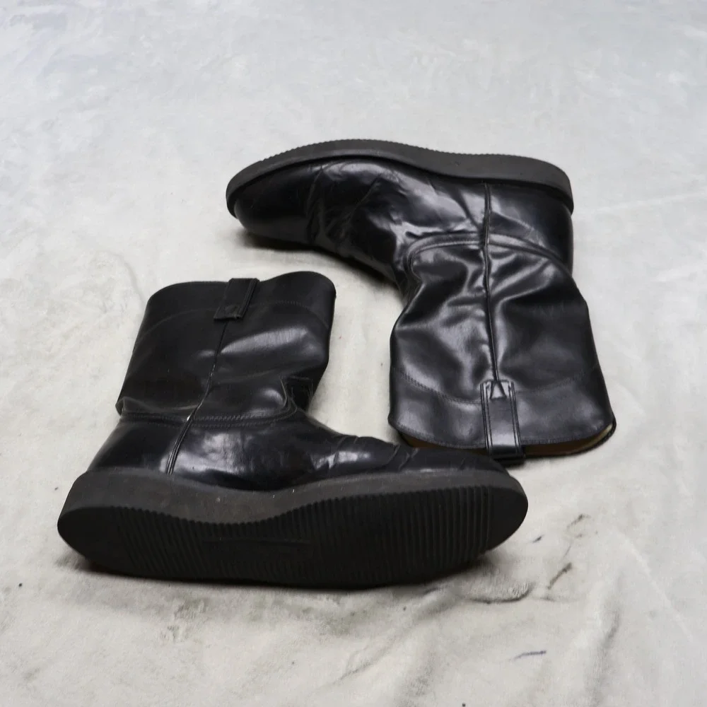 Roy Cooper by Laredo Men 12EE Wide Cowboy Boots Black Leather USA Made 54885 VTG